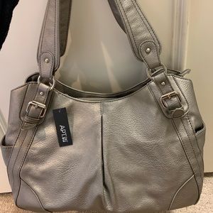 large metallic handbag